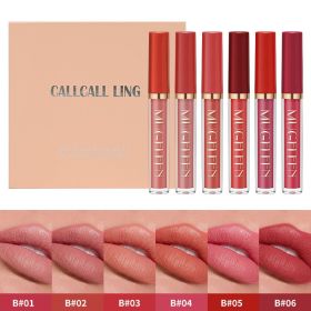 CALLCALL LING Transfer-Proof Velvet Matte Liquid Lipstick Set - 6-Piece Set , Long-Lasting Non-Smudge (Option: B)