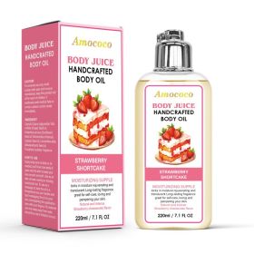 Only Supports Self Pickup With Waybill Amococo Strawberry Shortcake Body Juice Oil, 220ml Handcrafted Moisturizing Body Oil For Dry Skin, Long-La (Option: 220ml)