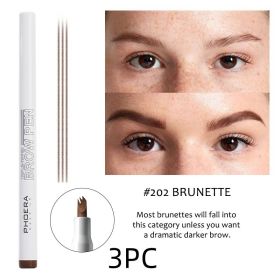 New Long Lasting Ultra-Fine Four-Comb Eyebrow Pencil (Option: 3 pcs Brunette)