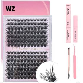 DIY Lash Extension Kit 168pcs Individual Lashes Clusters D Curl Lash Clusters,0.07D-9-16MM Kit (Option: W2 Eyelash and Tool 4Piece Set)